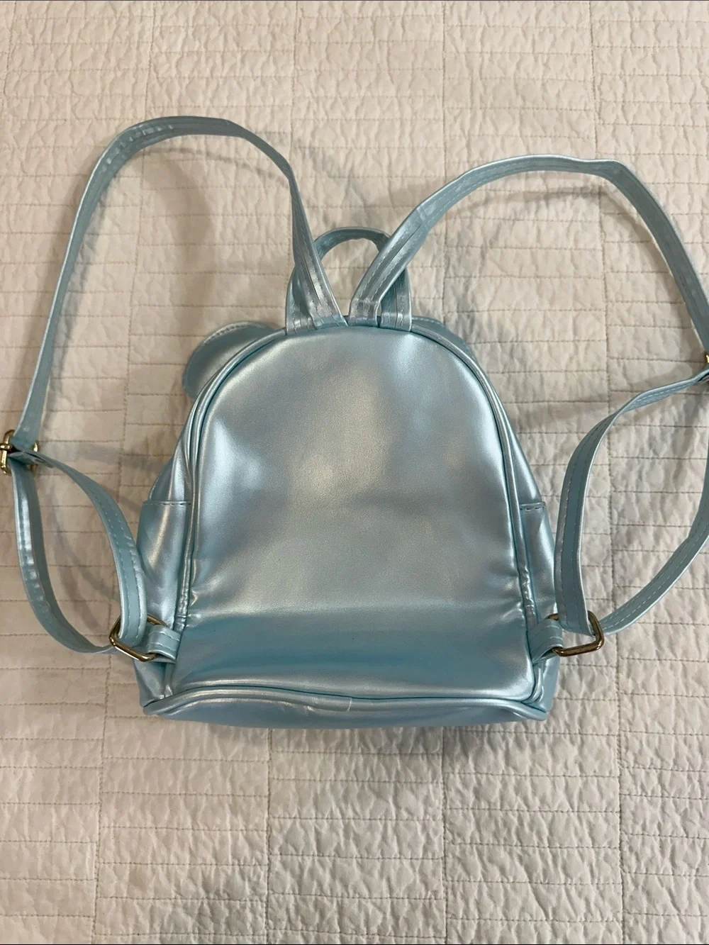 Mini Backpack Light Blue Glitter Pink Sequin Bow Small Metallic NEW